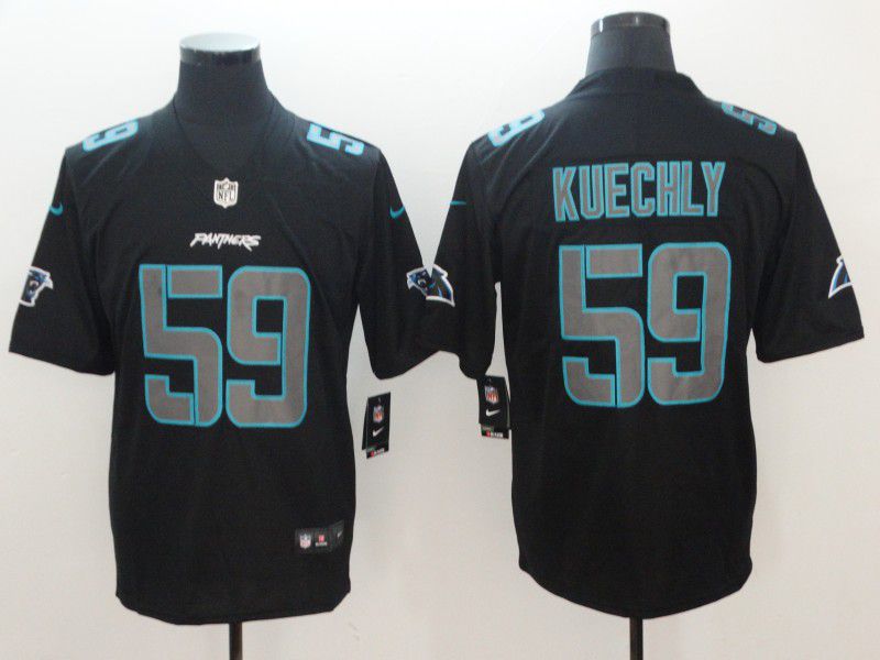 Men Carolina Panthers #59 Kuechly Nike Fashion Impact Black Color Rush Limited NFL Jerseys->women nfl jersey->Women Jersey